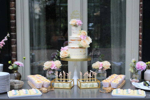 TaartenDroom sweettable naked roze goud